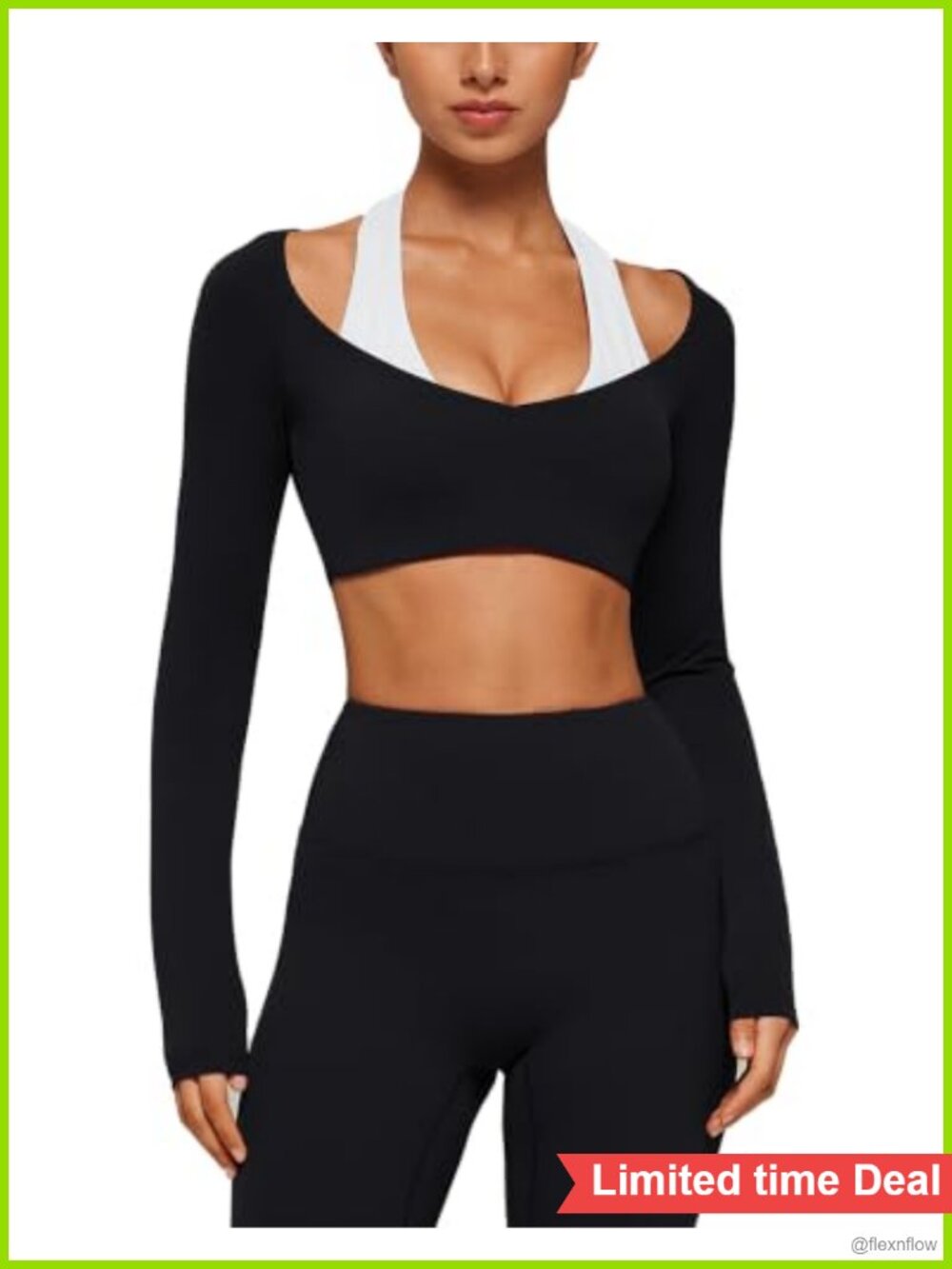 2 Piece Long Sleeve Workout Set with Built in Bra and Tummy Control Leggings